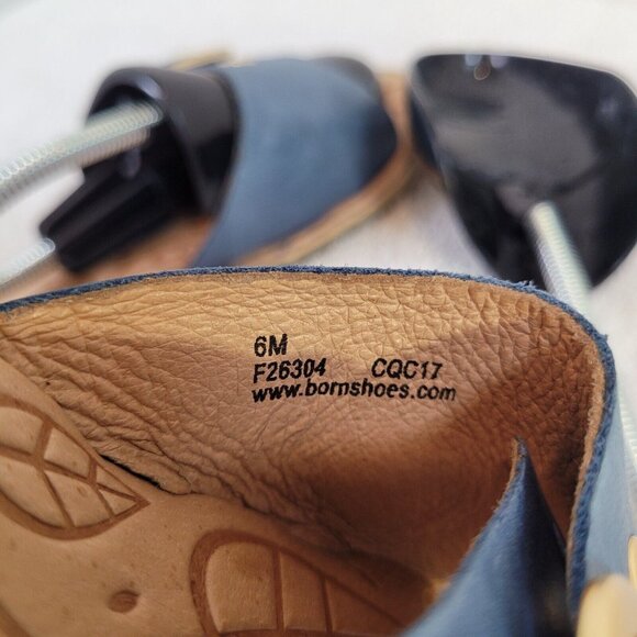 Born Sandals Womens 6M Blue Gold Leather Slides F26304 Casual Comfort - Picture 7 of 7